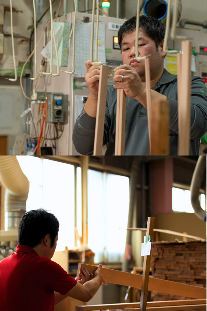 ベビーベッドを製作する職人の姿1