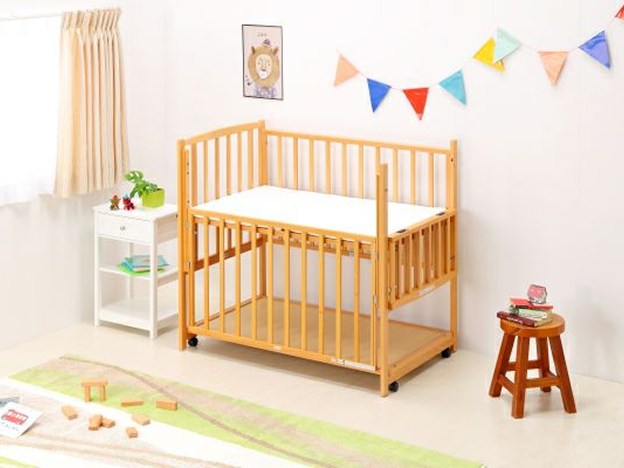 ハイタイプベッドツーオープン【ナチュラル】収納棚付